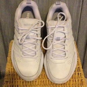 Adidas All White Leather Tennis Shoe Strutter Cross Training Size 7